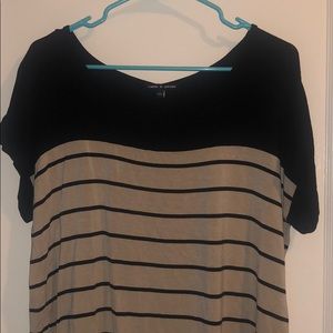 Tan and black striped shirt sleeve top